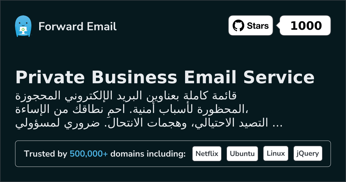 عناوين البريد الإلكتروني المحجوزة - أكثر من 1250 عنوانًا محجوزًا للأمان