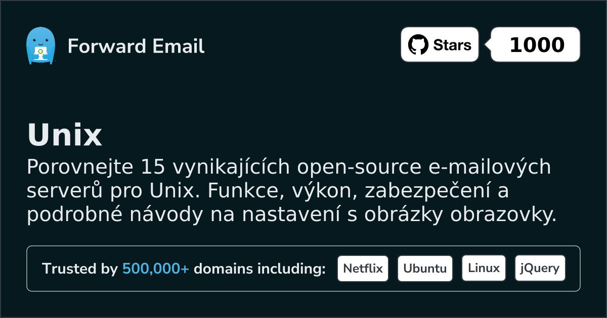 15 vynikajících open source e-mailových serverů pro Unix 2026