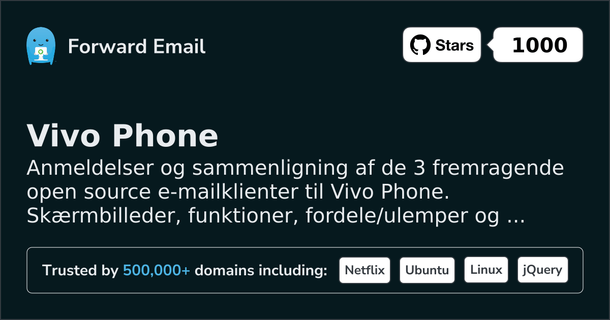 3 Fremragende Open Source Email Klienter for Vivo Phone 2026