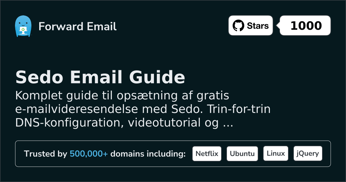 Sådan opsætter du e-mail med Sedo