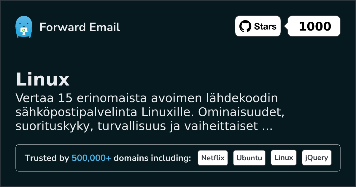 15 erinomaista avointa lähdekoodia olevaa sähköpostipalvelinta Linux 2026
