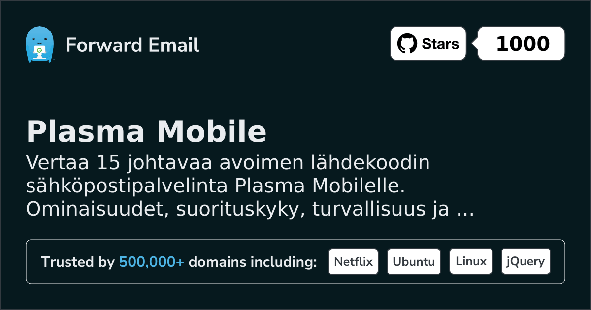 15 Johtavaa Avoimen Lähdekoodin Sähköpostipalvelinta Plasma Mobile 2026