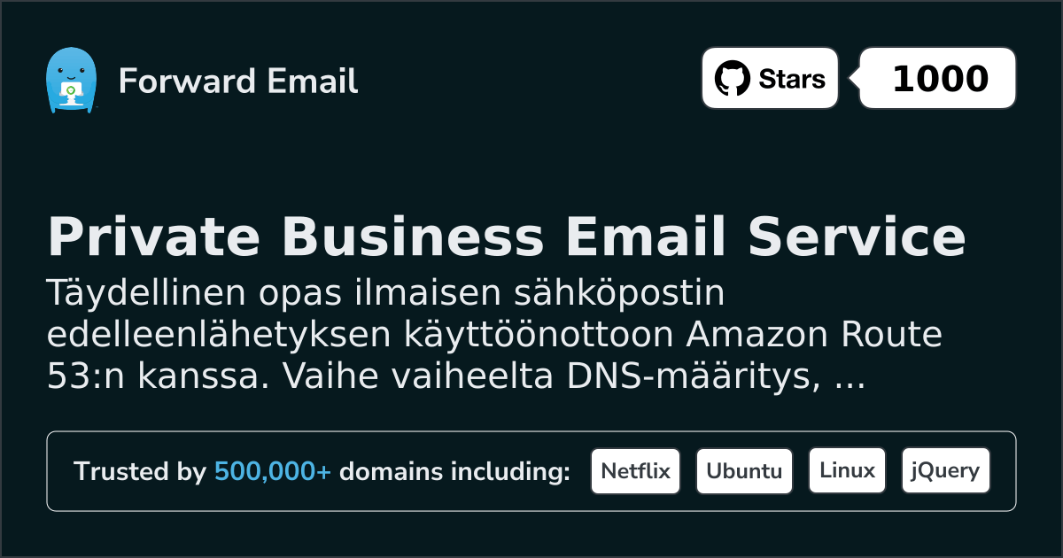 Sähköpostin määrittäminen Amazon Route 53