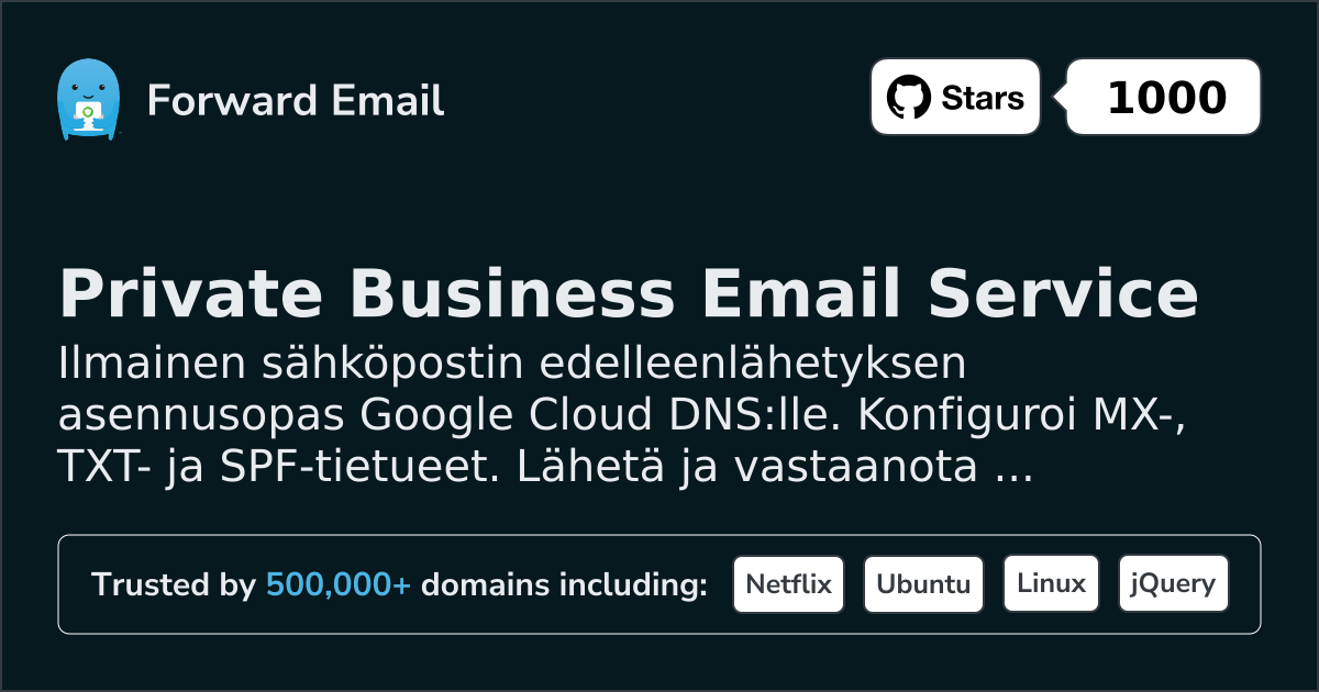 Sähköpostin määrittäminen Google Cloud DNS