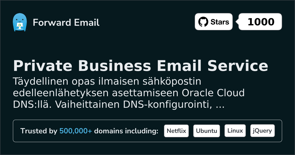Sähköpostin määrittäminen Oracle Cloud DNS