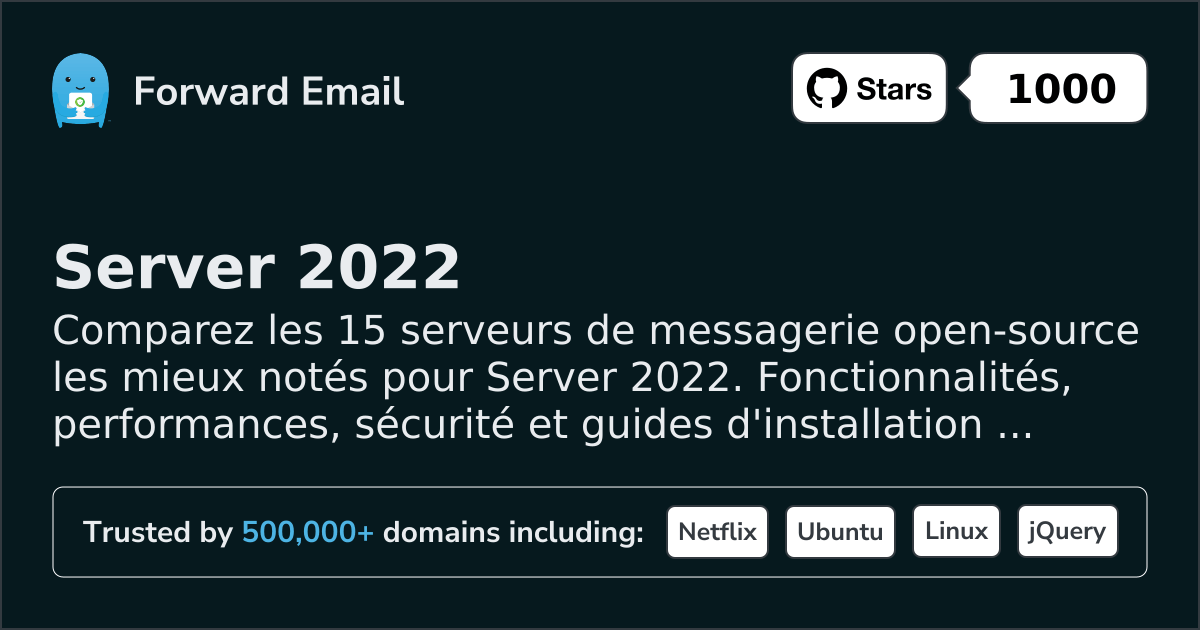15 Serveurs de messagerie open source les mieux notés pour Server 2022 2026