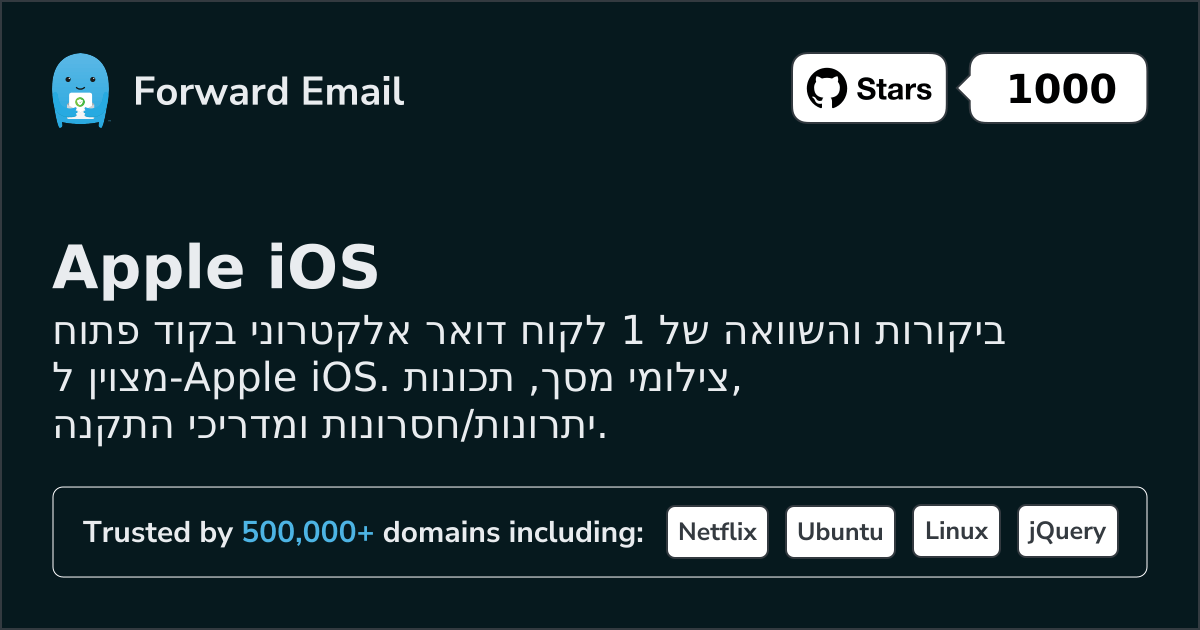 1 לקוח דואר אלקטרוני מצוין בקוד פתוח עבור Apple iOS 2026