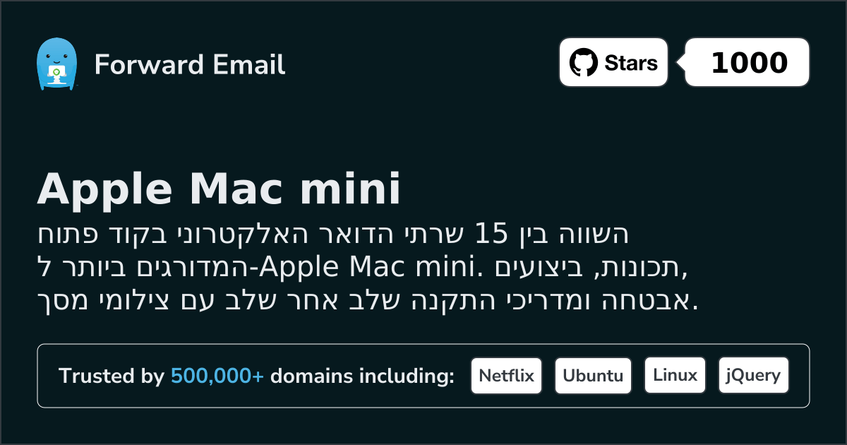 15 שרתי דואר אלקטרוני בקוד פתוח המדורגים הגבוהים ביותר עבור Apple Mac mini 2026