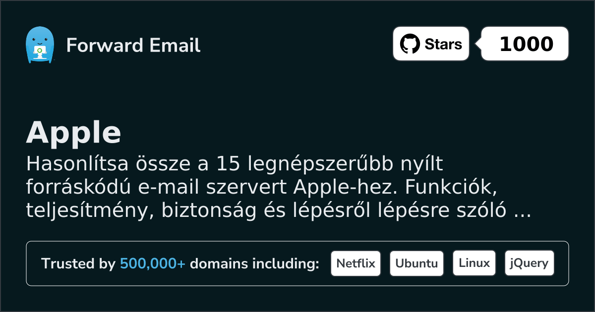 15 legnépszerűbb nyílt forráskódú email szerver Apple 2026
