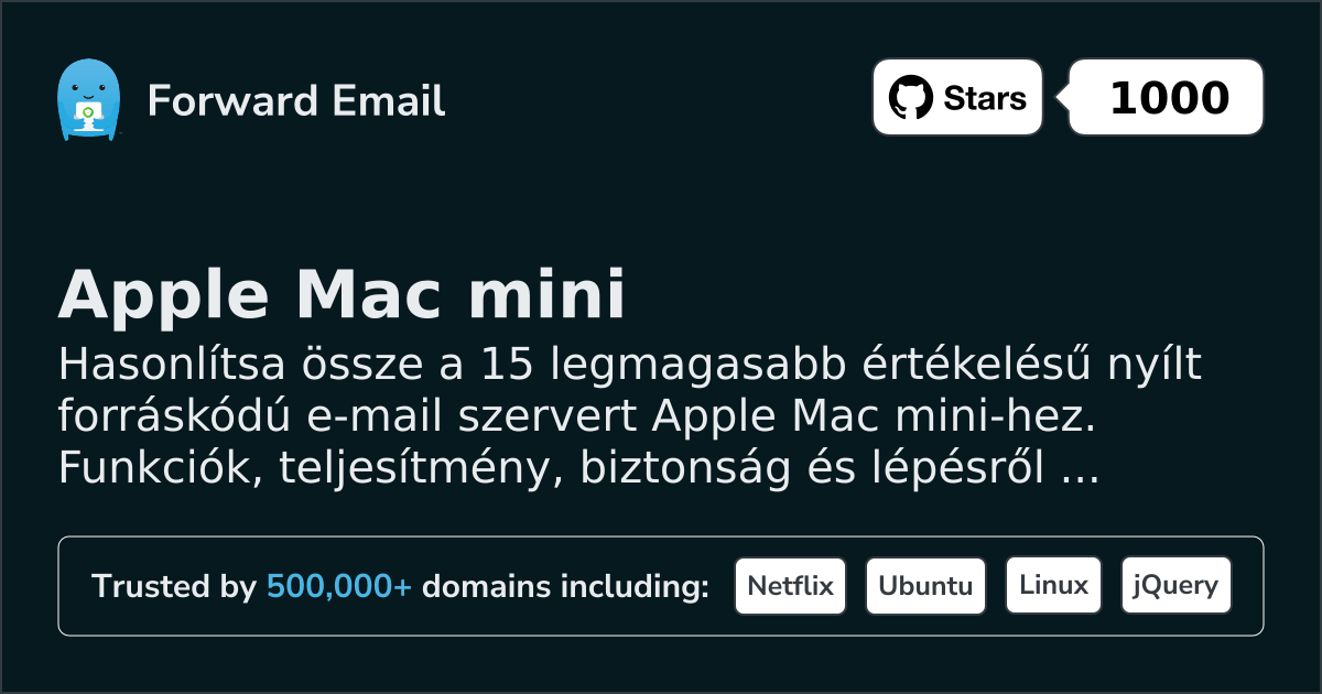 15 legmagasabb értékelésű nyílt forráskódú email szerver Apple Mac mini 2026