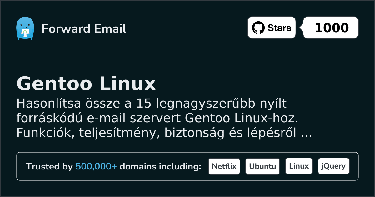 15 legnagyszerűbb nyílt forráskódú e-mail szerver Gentoo Linux 2026-hoz