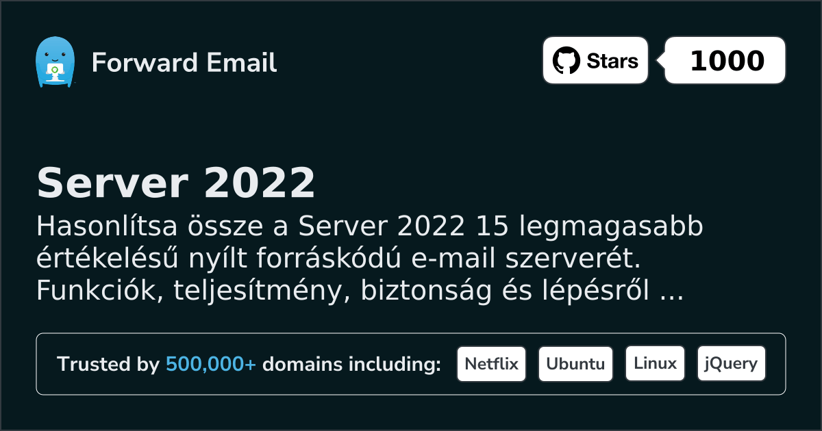 15 Legmagasabb Értékelésű Nyílt Forráskódú E-mail Szerver a Server 2022 2026-hoz