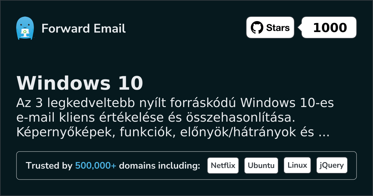 3 Kedvenc Nyílt Forráskódú Email Kliens a Windows 10 2026-hoz