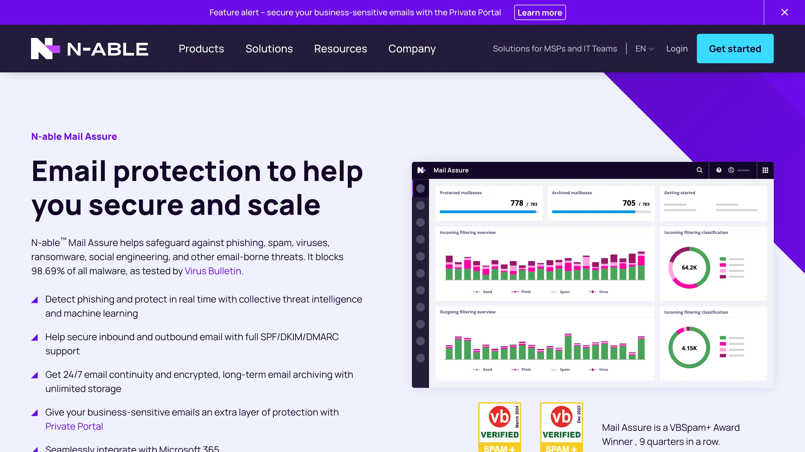 N‑able Mail Assure is a closed-source email service.