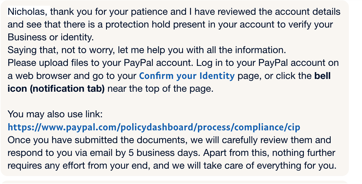 PayPal help center screenshot 1