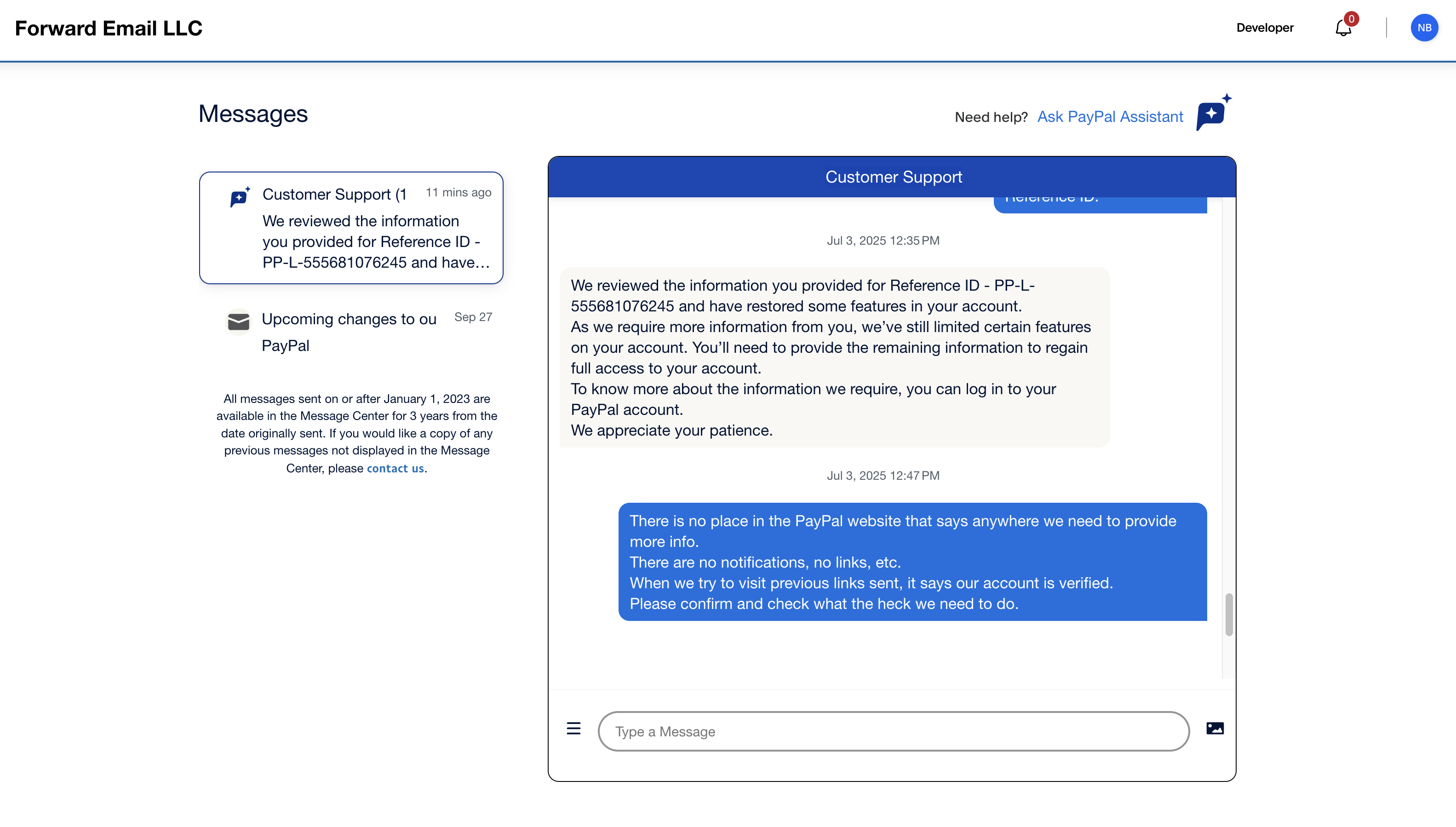 PayPal help center screenshot 6