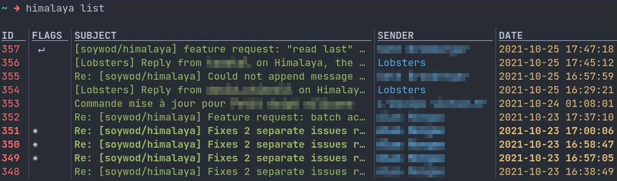 Himalaya is an open-source email client for Command-line (CLI) and is written in the Rust programming language.