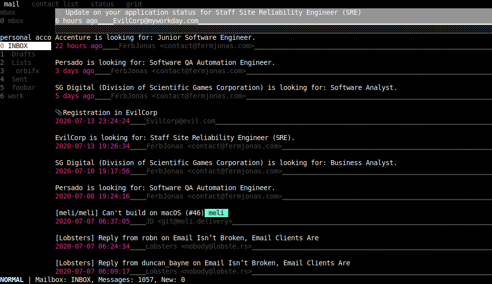 meli is an open-source email client for Command-line (CLI) and is written in the Rust programming language.