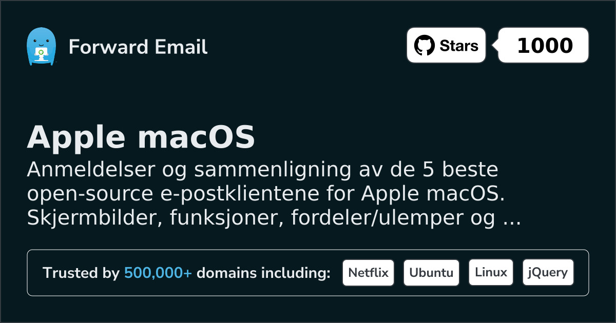5 største åpen kildekode e-postklienter for Apple macOS 2026