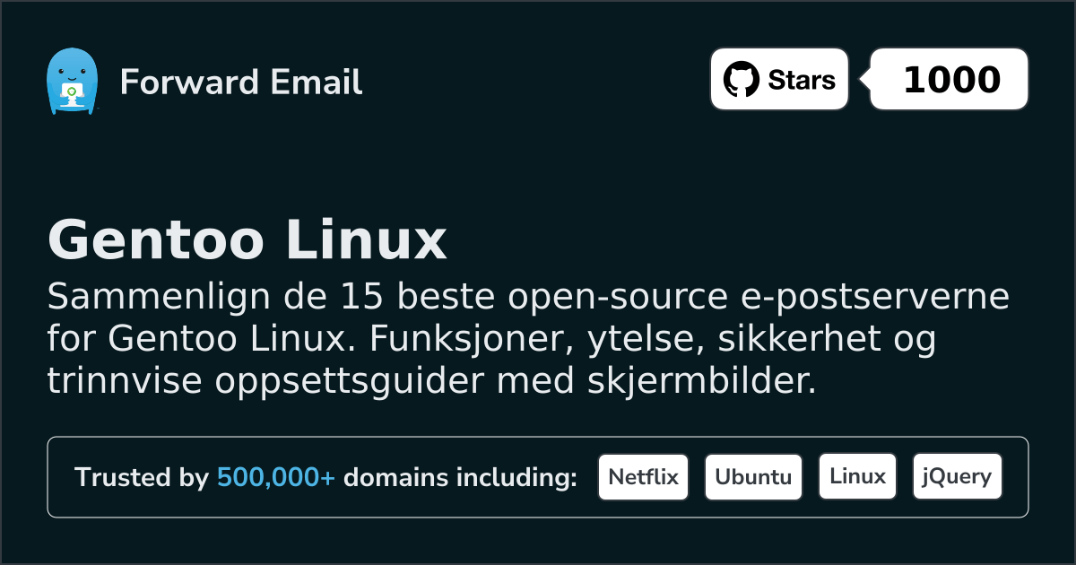 15 største open source e-postservere for Gentoo Linux 2026