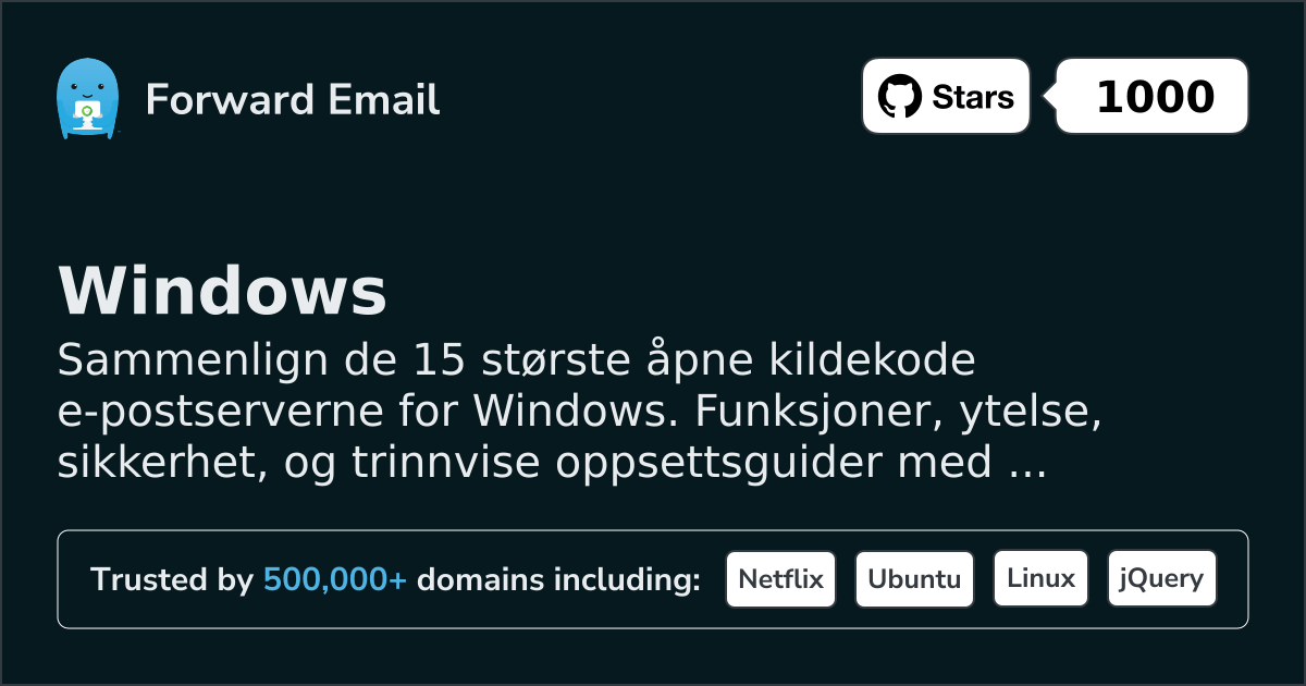 15 Største Open Source E-postservere for Windows 2026