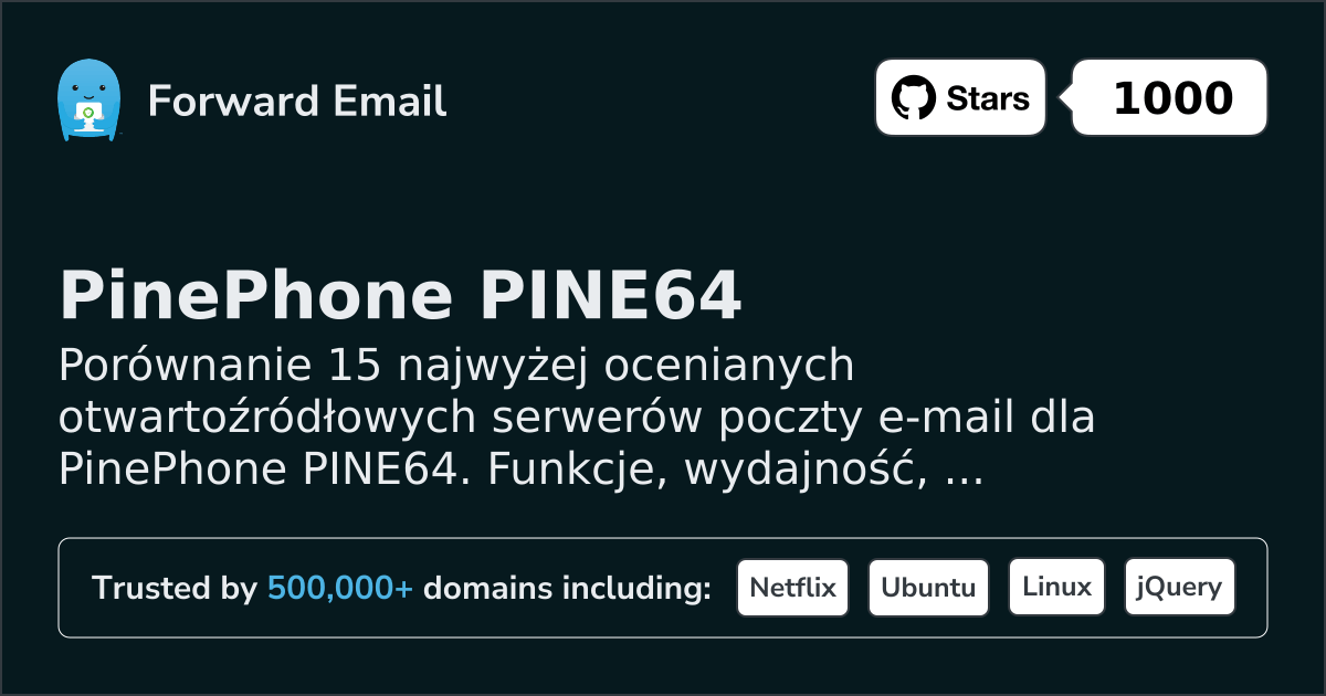 15 najwyżej ocenianych serwerów e-mail open source dla PinePhone PINE64 2026