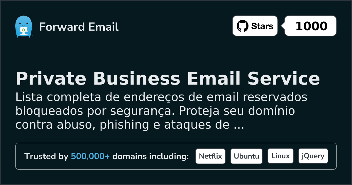 Endereços de Email Reservados - 1250+ Endereços Bloqueados para Segurança