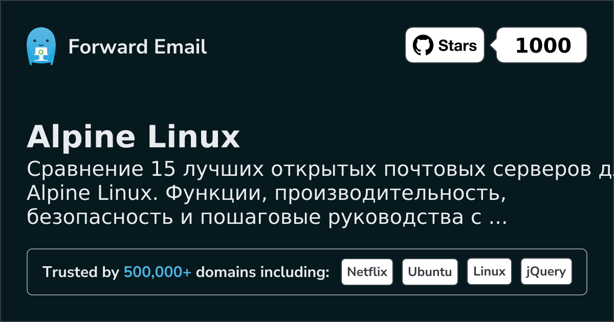 15 топ open source почтовых серверов для Alpine Linux 2026