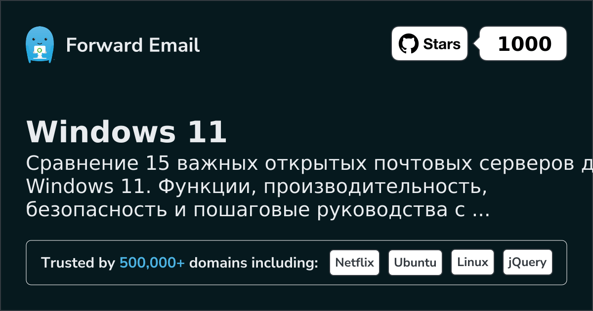 15 важных открытых почтовых серверов для Windows 11 2026